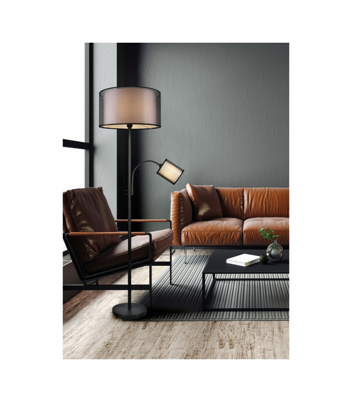 Burton Modern Floor Lamp with Shade Black Matt-7
