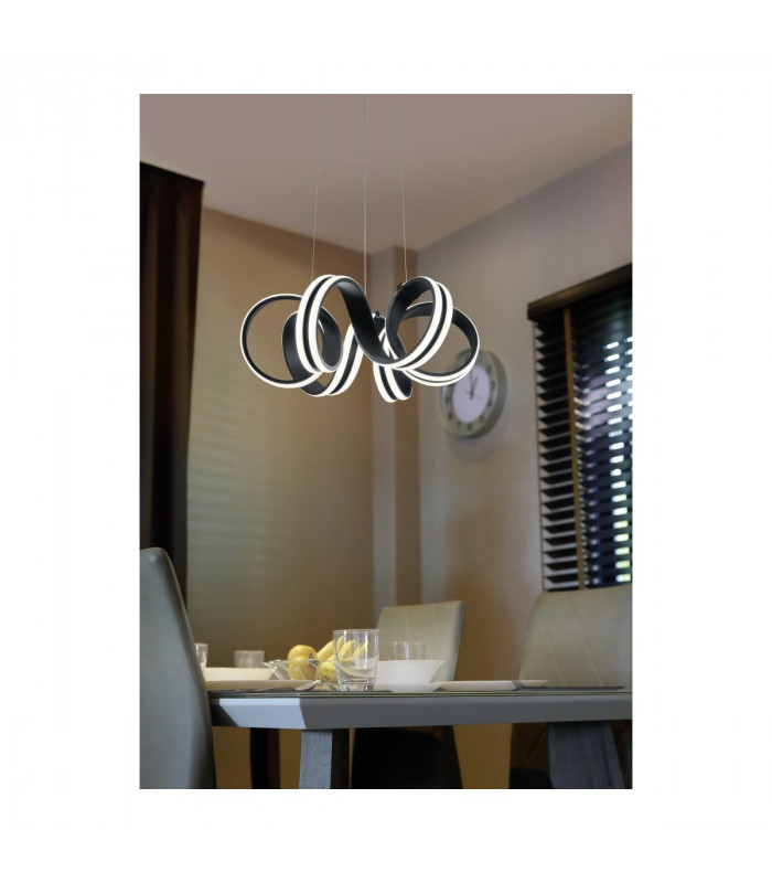 Carrera Modern 38W LED Pendant Ceiling Light Black Matt 3000K-3