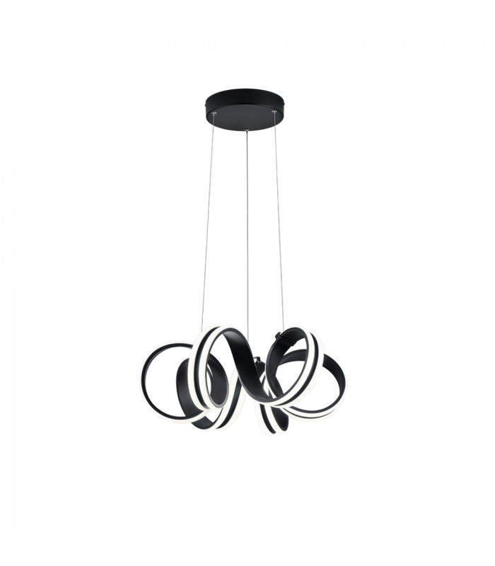 Carrera Modern 38W LED Pendant Ceiling Light Black Matt 3000K-1