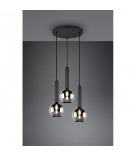 Clayton Modern 3 Light Cluster Pendant Ceiling Light Black Matt-2
