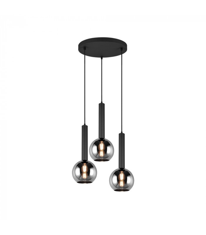 Clayton Modern 3 Light Cluster Pendant Ceiling Light Black Matt-1
