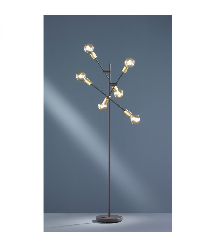 Cross Modern 6 Light Multi Arm Floor Lamp Black Matt with Footswitch Wiz Connected-2