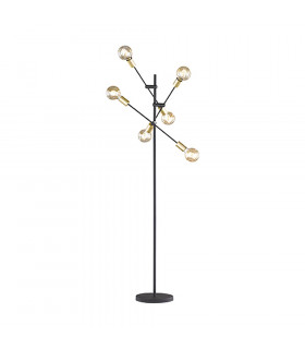 Cross Modern 6 Light Multi Arm Floor Lamp Black Matt with Footswitch Wiz Connected-1