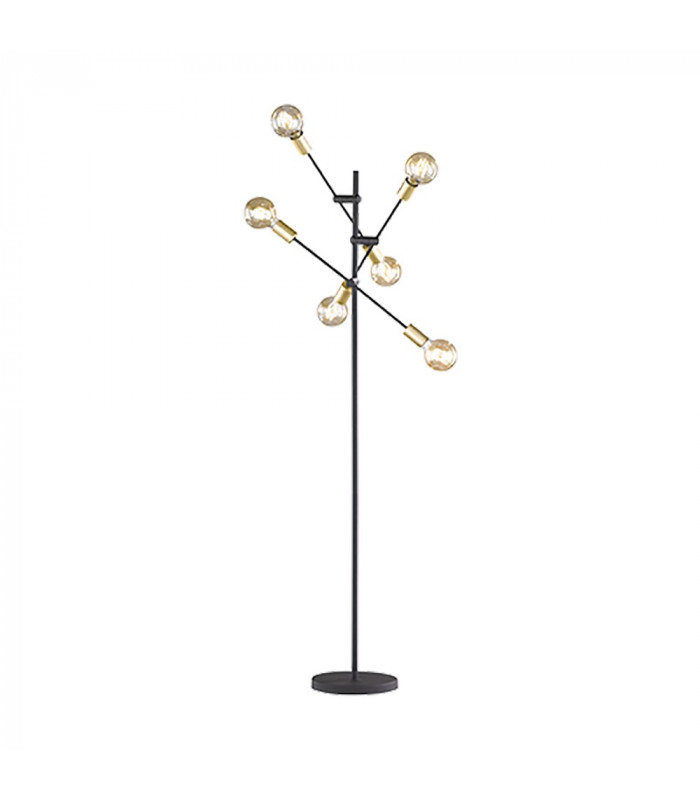 Cross Modern 6 Light Multi Arm Floor Lamp Black Matt with Footswitch Wiz Connected-1