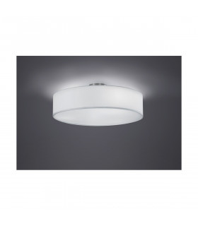 Hotel Modern 3 Light 50cm Cylindrical Ceiling Light Nickel Matt White Shade-2
