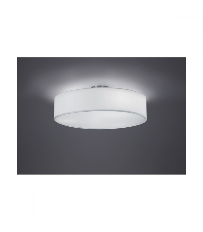 Hotel Modern 3 Light 50cm Cylindrical Ceiling Light Nickel Matt White Shade-2