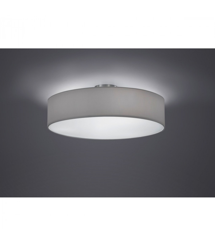 Hotel Modern 3 Light 50cm Cylindrical Ceiling Light Nickel Matt White Shade-4