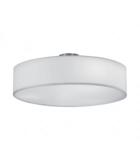 Hotel Modern 3 Light 50cm Cylindrical Ceiling Light Nickel Matt White Shade-1