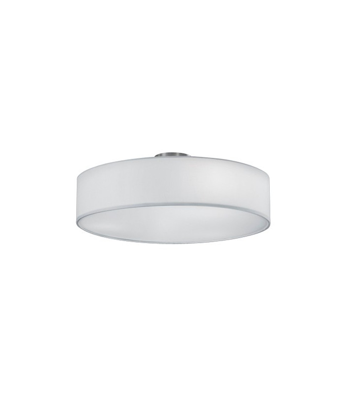 Hotel Modern 3 Light 50cm Cylindrical Ceiling Light Nickel Matt White Shade-1