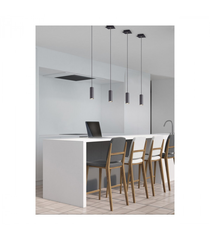 Marley Modern Slim Pendant Ceiling Light Black Matt-5