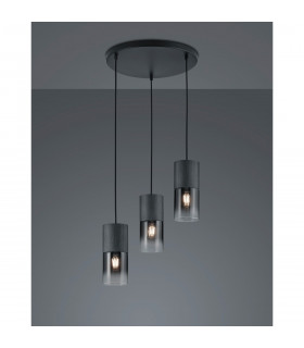 Robin Modern 3 Light Cluster Pendant Ceiling Light Black Matt-2