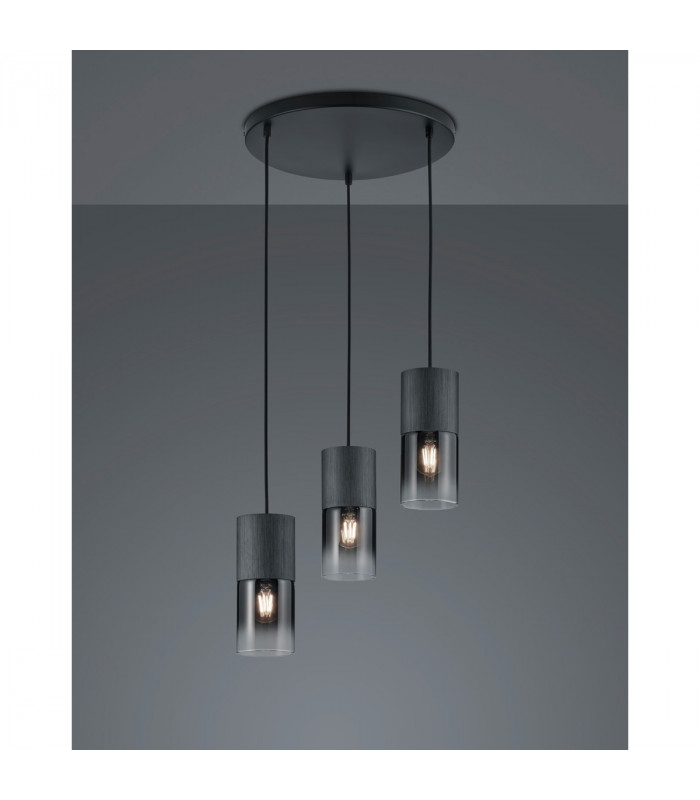 Robin Modern 3 Light Cluster Pendant Ceiling Light Black Matt-2
