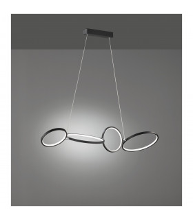 Rondo Modern 37W LED Pendant Ceiling Light Black Matt 3000K-2