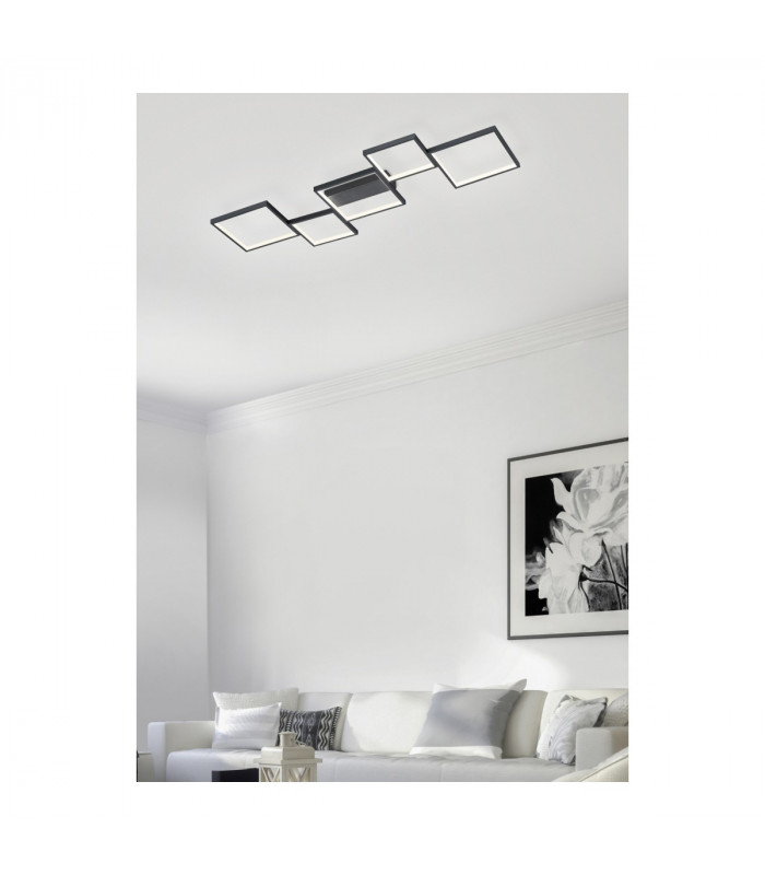 Sorrento Modern 34W LED Semi Flush Light Black Matt 3000K-3