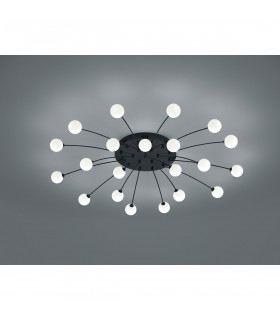 Bullet Modern 21 Light Multi Arm Semi Flush Ceiling Lamp Black Matt 3000K-2