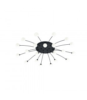 Bullet Modern 21 Light Multi Arm Semi Flush Ceiling Lamp Black Matt 3000K-1