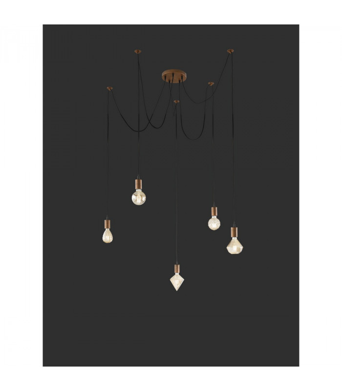 Cord Vintage 5 Light Cluster Pendant Ceiling Light Antique copper-2