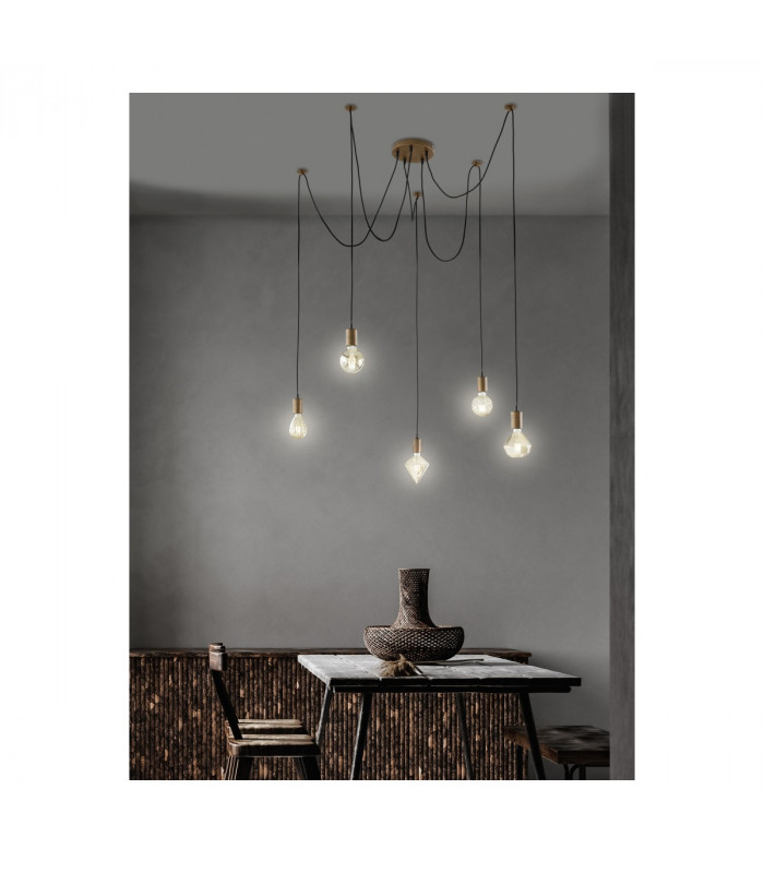 Cord Vintage 5 Light Cluster Pendant Ceiling Light Antique copper-4