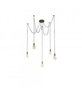 Cord Vintage 5 Light Cluster Pendant Ceiling Light Antique copper-1