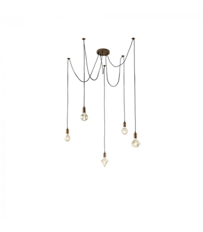 Cord Vintage 5 Light Cluster Pendant Ceiling Light Antique copper-1