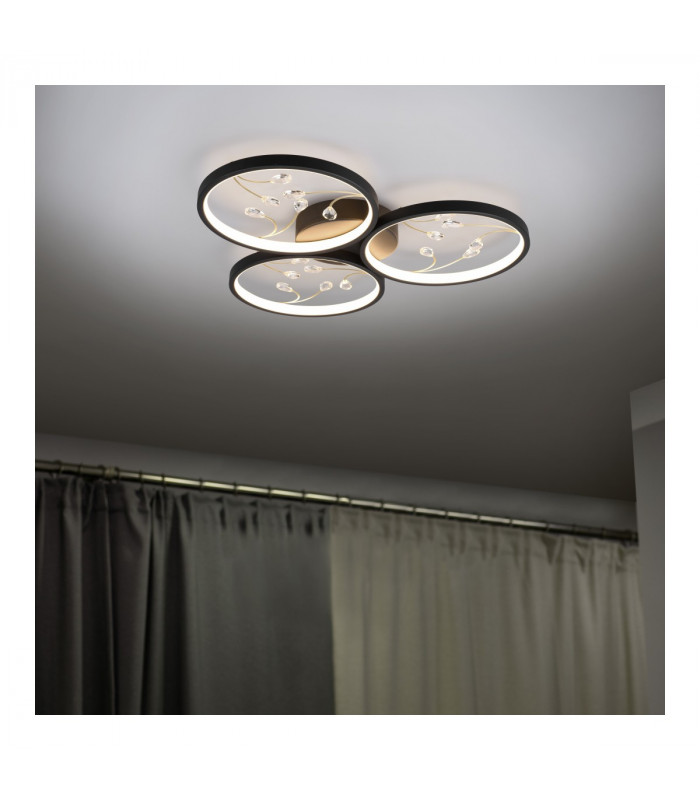 Groovy Modern 30W LED Semi Flush Light Black Matt 3000K-7