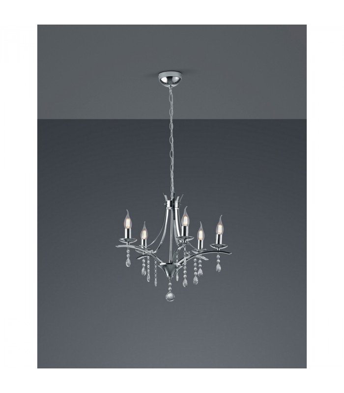 Lucerna Modern 5 Light Multi Arm Pendant Ceiling Light Chrome-2
