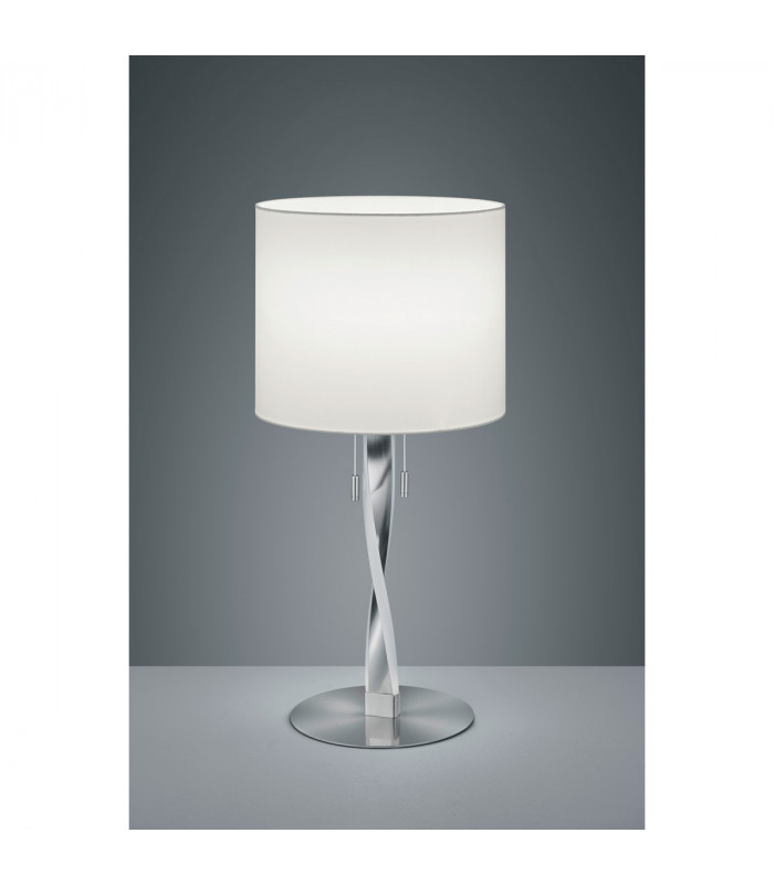 Nandor Modern 2 Light Table Lamp with Round Shade Nickel Matt 3000K-3