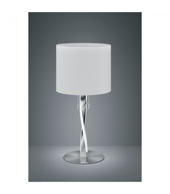 Nandor Modern 2 Light Table Lamp with Round Shade Nickel Matt 3000K-4