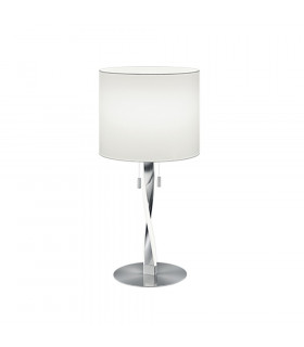 Nandor Modern 2 Light Table Lamp with Round Shade Nickel Matt 3000K-1