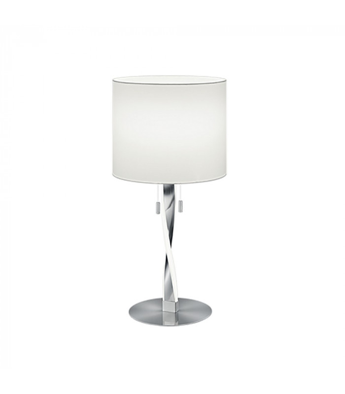 Nandor Modern 2 Light Table Lamp with Round Shade Nickel Matt 3000K-1