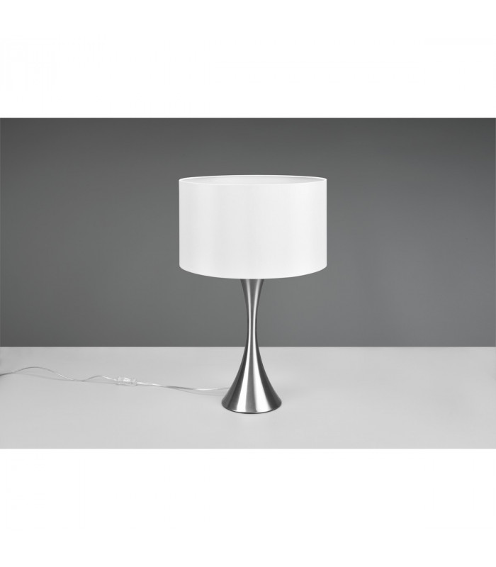Sabia Modern 40cm Table Lamp with Round Shade Nickel Matt-3
