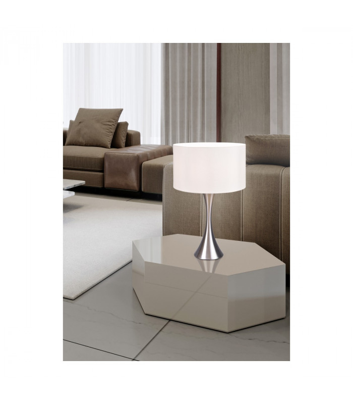 Sabia Modern 40cm Table Lamp with Round Shade Nickel Matt-5