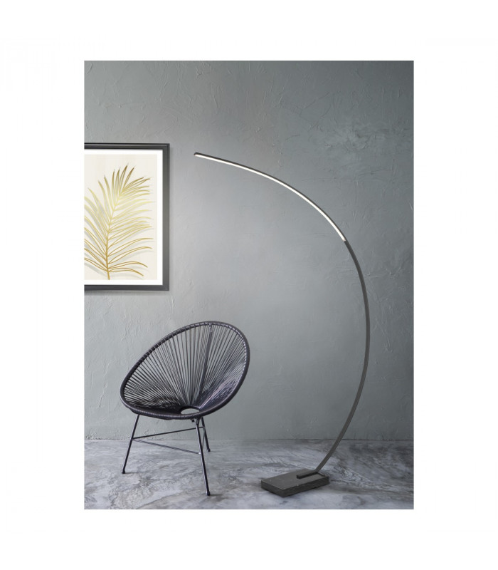 Bangkok Modern Arc Floor Lamp Black Matt 3000K with Footswitch-4