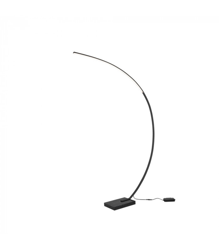 Bangkok Modern Arc Floor Lamp Black Matt 3000K with Footswitch-1