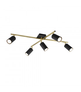 Marley Modern 5 Light Ceiling Spotlight Bar Black Gold-1