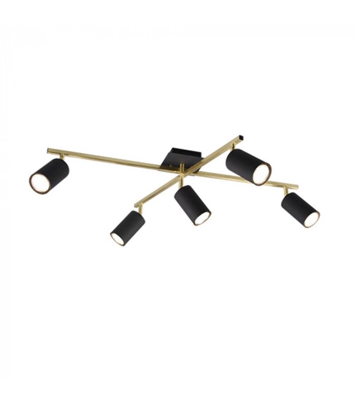 Marley Modern 5 Light Ceiling Spotlight Bar Black Gold-1