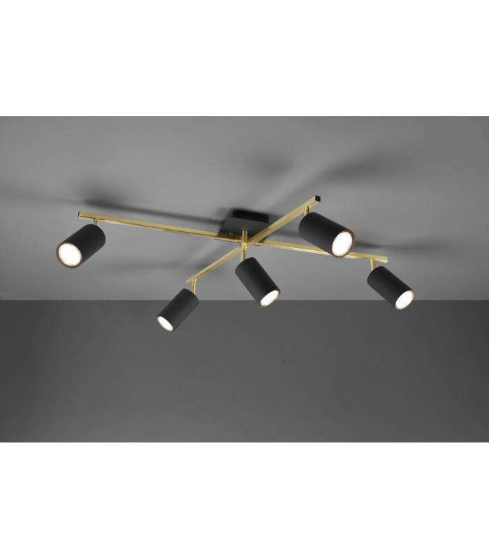 Marley Modern 5 Light Ceiling Spotlight Bar Black Gold-2
