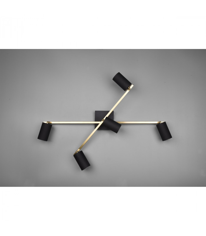 Marley Modern 5 Light Ceiling Spotlight Bar Black Gold-4