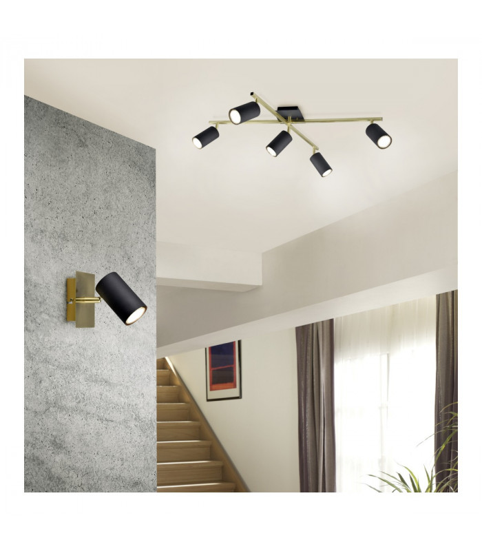 Marley Modern 5 Light Ceiling Spotlight Bar Black Gold-5