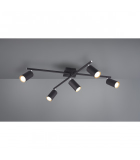 Marley Modern 5 Light Ceiling Spotlight Bar Black Matt-2