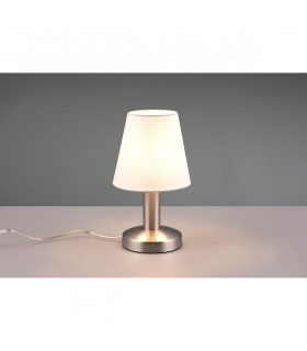 Mats Ii Young living Table Lamp with Round Tapered Shade Nickel Matt White Shade-2