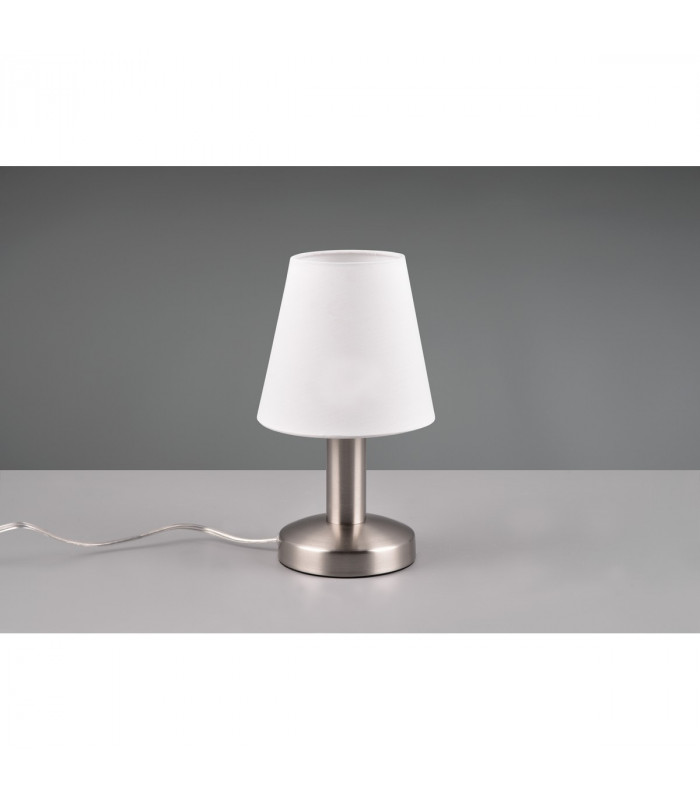 Mats Ii Young living Table Lamp with Round Tapered Shade Nickel Matt White Shade-3