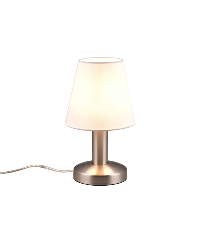Mats Ii Young living Table Lamp with Round Tapered Shade Nickel Matt White Shade-1