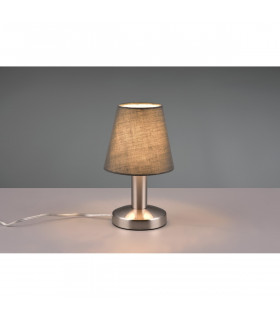 Mats Ii Young living Table Lamp with Round Tapered Shade Nickel Matt Grey Shade-2