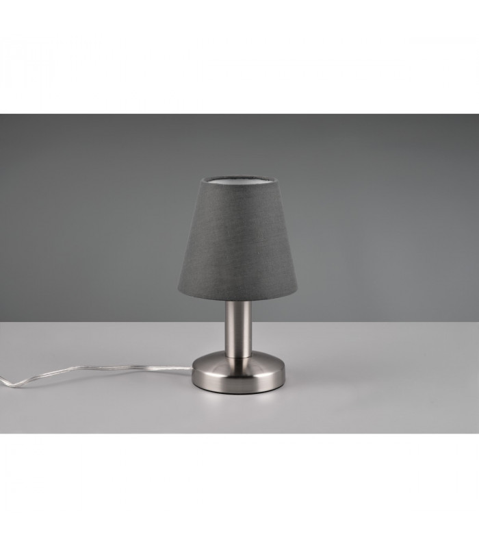 Mats Ii Young living Table Lamp with Round Tapered Shade Nickel Matt Grey Shade-3