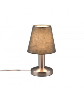 Mats Ii Young living Table Lamp with Round Tapered Shade Nickel Matt Grey Shade-1