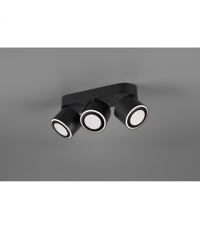 Taurus Modern 3 Light Ceiling Spotlight Bar Black Matt 3000K-4