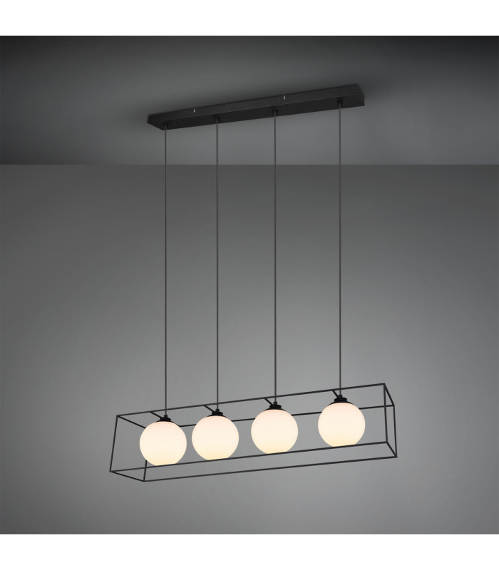 Gabbia Modern 4 Light Bar Pendant Ceiling Light Black Matt-1