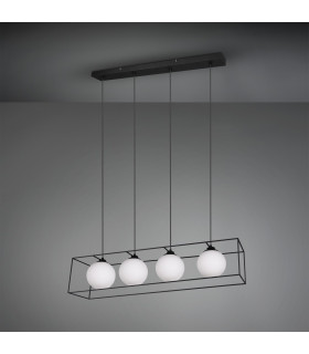 Gabbia Modern 4 Light Bar Pendant Ceiling Light Black Matt-2
