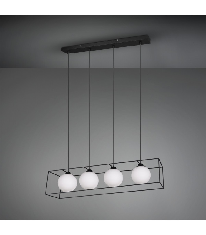 Gabbia Modern 4 Light Bar Pendant Ceiling Light Black Matt-2
